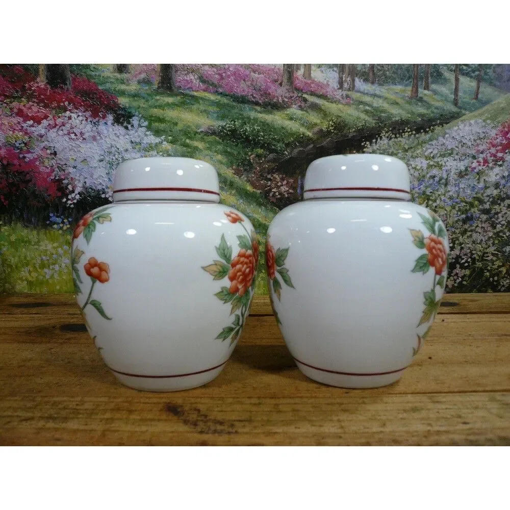 Pair of Asian Chrysanthemum Ginger Jars Andrea Sadek Japan